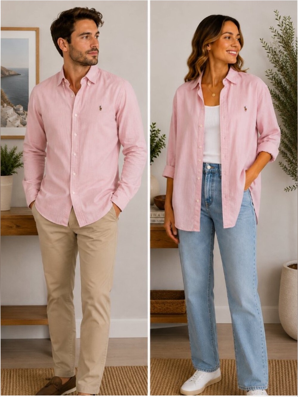 RALPH LAUREN Yarmouth Button-Down Long Sleeve Shirt in Soft Pink Size 16.5